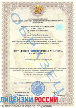 Образец сертификата соответствия аудитора №ST.RU.EXP.00006191-1 Бутурлиновка Сертификат ISO 50001
