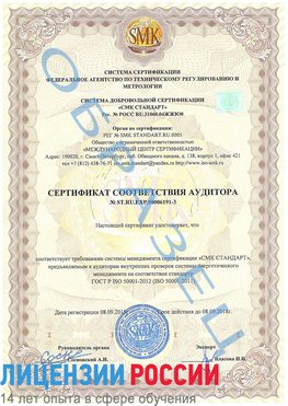 Образец сертификата соответствия аудитора №ST.RU.EXP.00006191-3 Бутурлиновка Сертификат ISO 50001