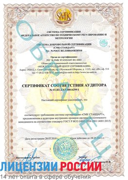 Образец сертификата соответствия аудитора №ST.RU.EXP.00014299-1 Бутурлиновка Сертификат ISO 14001